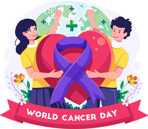 Man and woman holding a big heart symbol  Illustration