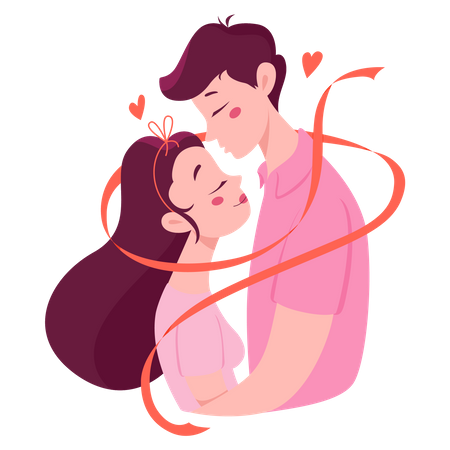 Man and woman hug each other Illustration