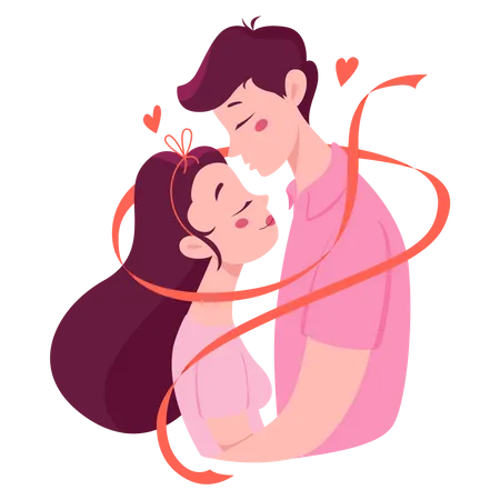 Man And Woman Hug Each Other Valentine Day Card Consept Happy Couple In Love Lover Celebrate Romantic Date Idea Of Relationship And Love Isolated Vector Illustration In Cartoon Style Illustration