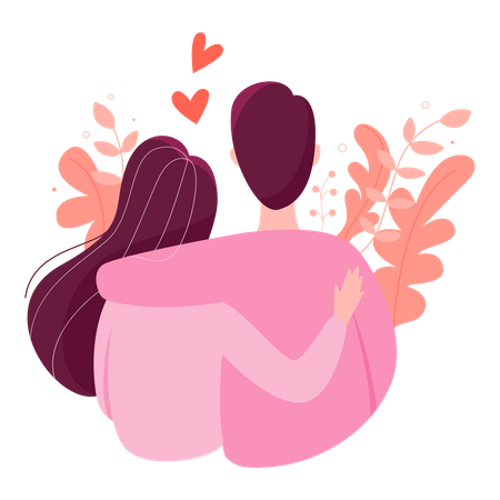 Man and woman hug each other  Illustration