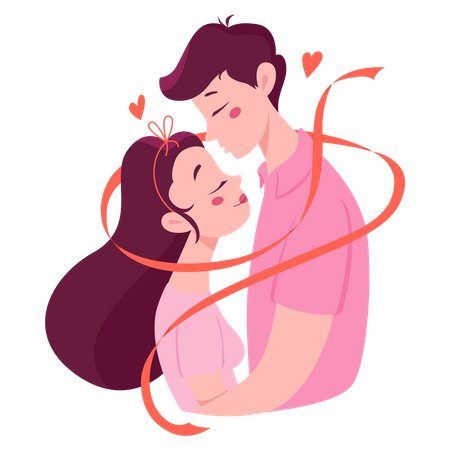 Man and woman hug each other  Illustration