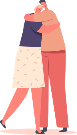 Man and woman hugging  Illustration