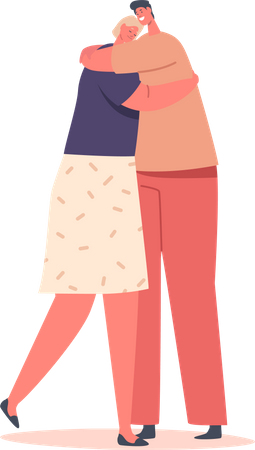 Man and woman hugging  Illustration
