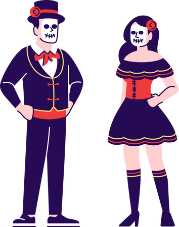 Man and woman in la catrina festival  Illustration