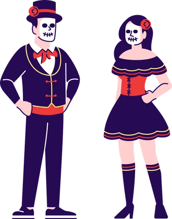 Man and woman in la catrina festival  Illustration