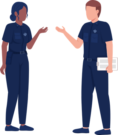 Man and woman in police uniform  Illustration