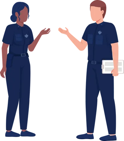 Man and woman in police uniform  Illustration