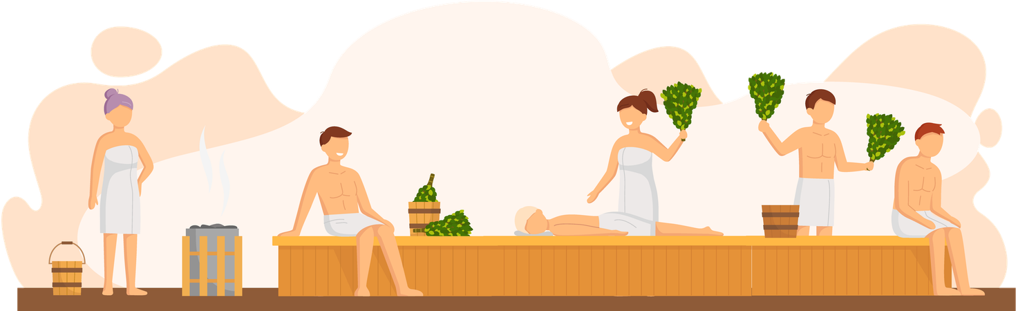 Man and woman in sauna  Illustration