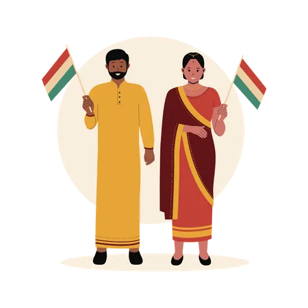 Man and woman in traditional clothes  Illustration