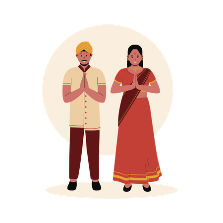 Man and woman in traditional clothes  Illustration