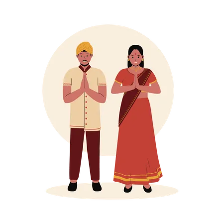 Man and woman in traditional clothes  Illustration