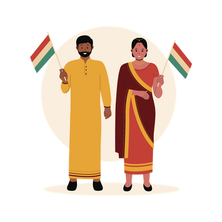 Man and woman in traditional clothes  Illustration