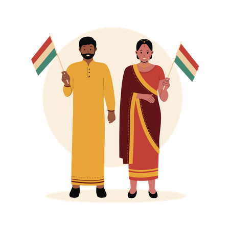 Man and woman in traditional clothes  일러스트레이션