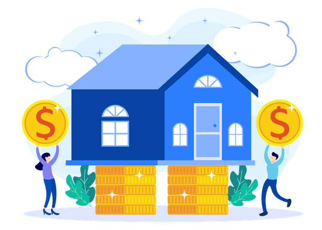 Man And Woman Investing Money In Property  Illustration