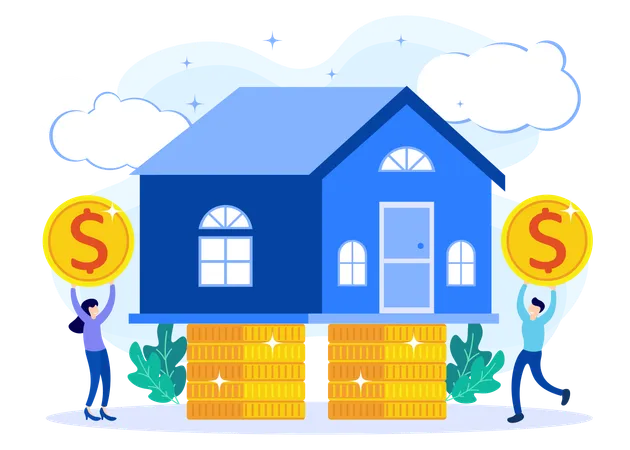 Man And Woman Investing Money In Property  Illustration