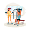 illustrations for woman lifting weight