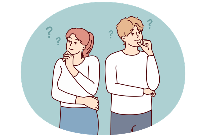 Man and woman look in different directions  Illustration