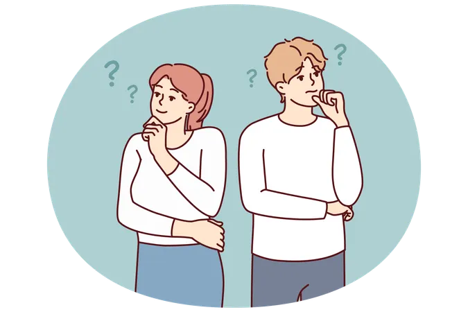 Man and woman look in different directions  Illustration