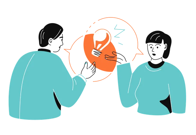 Man and woman looking for a common solution  Illustration
