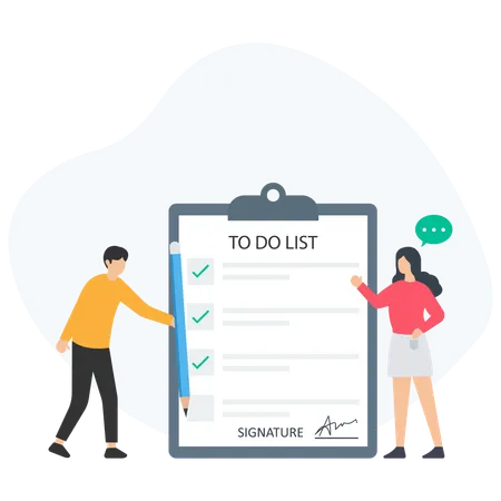 Man and woman making Project planning list  Illustration