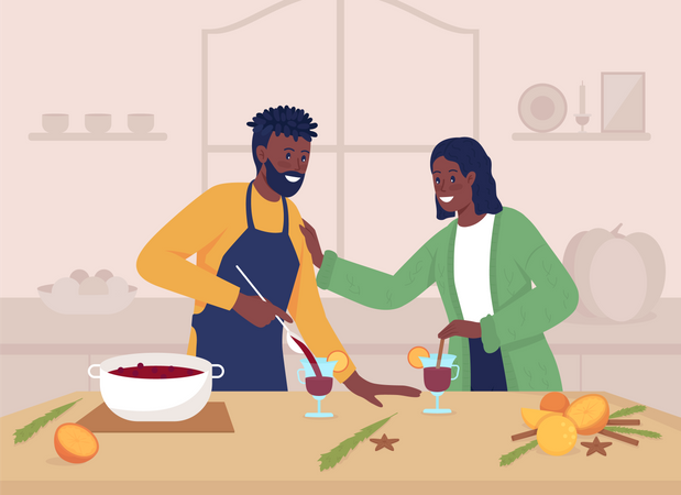 Man and woman making wine  Illustration