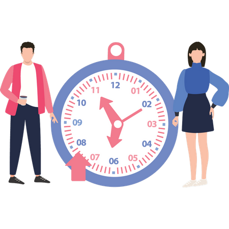 Man and woman manage time  Illustration