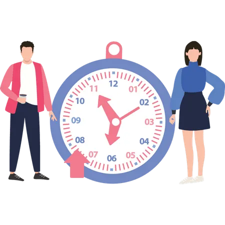 Boy And Girl Manage Time Illustration