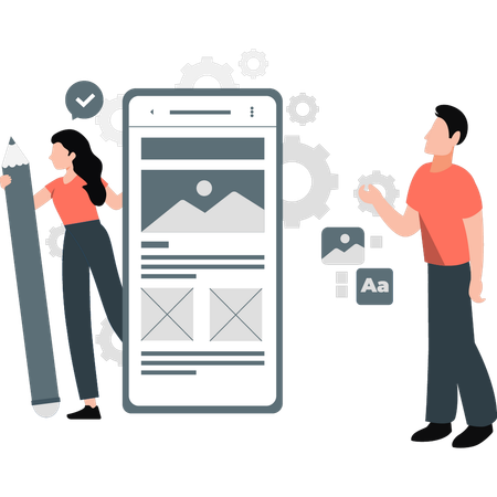 Man and woman management mobile app  Illustration