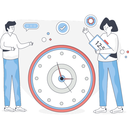 Man and woman management time calendar  Illustration