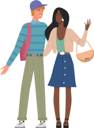Man and woman meeting  Illustration