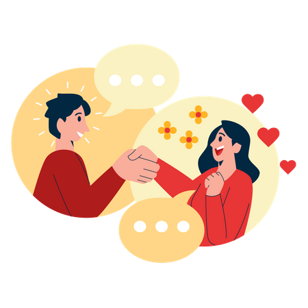 Man and woman meeting online via dating application Illustration
