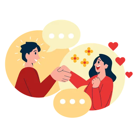 Man and woman meeting online via dating application  Illustration
