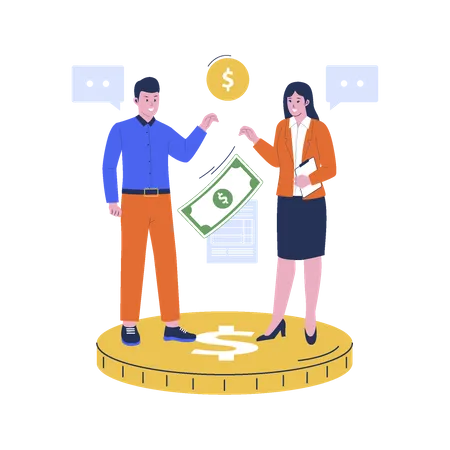 Vector Illustration Of Man And Woman Negotiation Salary Concept Employee Vector Flat Design Illustration Illustration