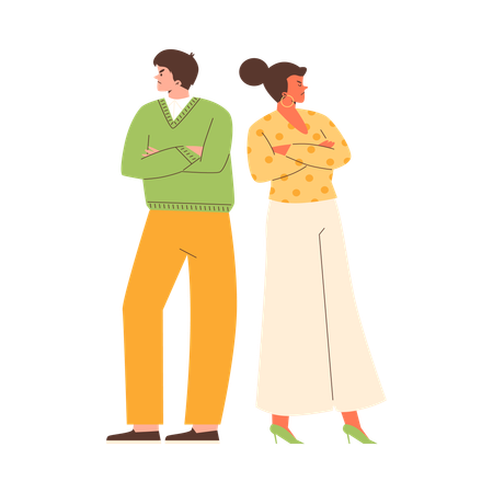 Man and woman offended and quarreled  Illustration