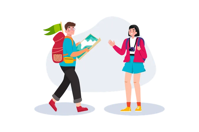 Man and woman on vacation  Illustration