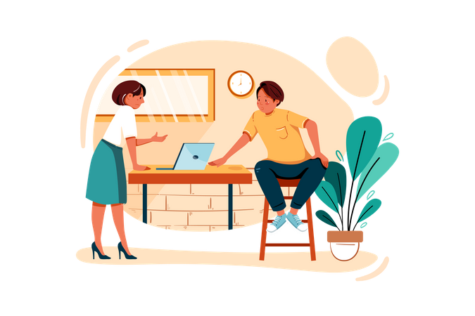 Man and woman planning about new business Illustration