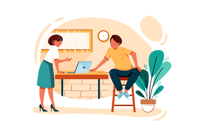 Man and woman planning about new business  Illustration