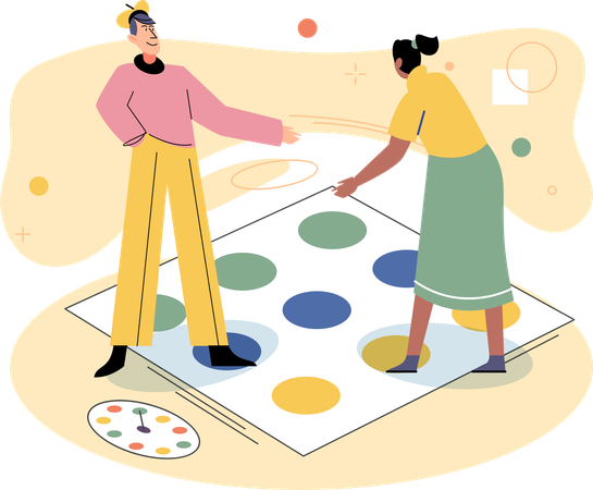 Man and Woman playing game at home  Illustration