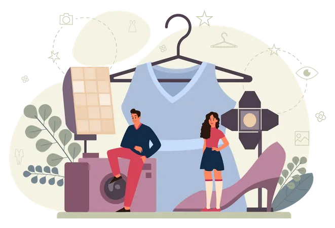 Man and woman represent new clothes  Illustration