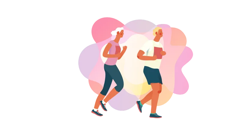 Man and woman running in morning Illustration
