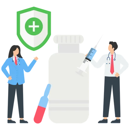 Man and woman Secure Medicine  Illustration