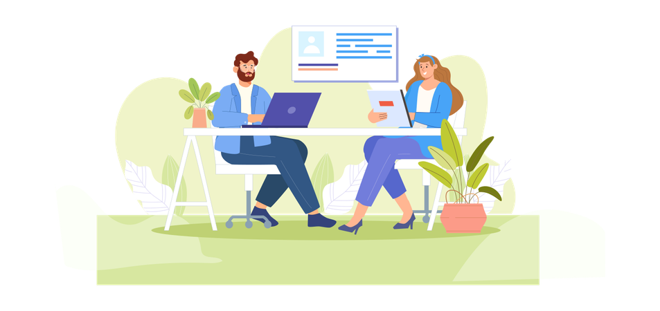 Man and woman selecting candidate  Illustration