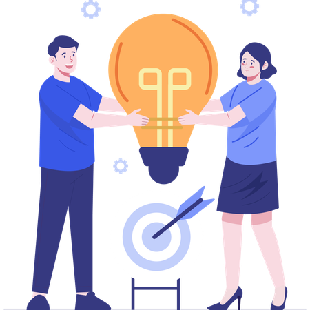 Man and woman Shared business Vision  Illustration