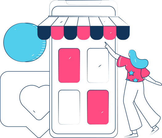 Man And Woman Shopping Online  Illustration