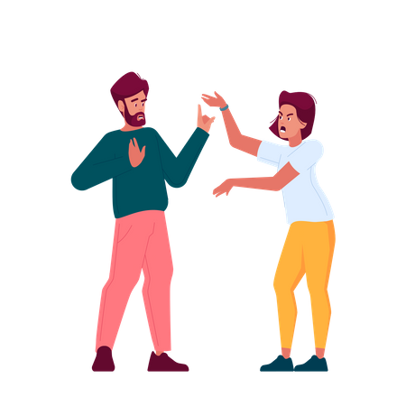 Man And Woman  Shouting At Each Other With Tense Emotions  Illustration