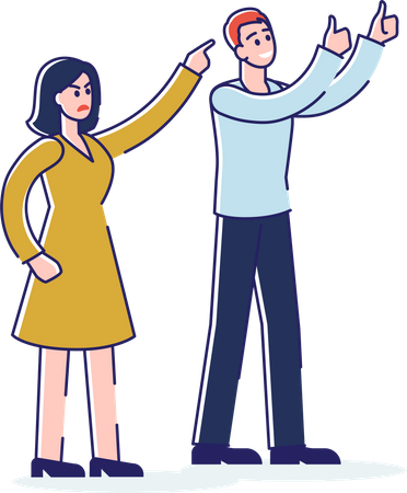 Man and woman showing negative gesture Illustration