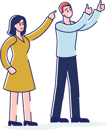 Man and woman showing negative gesture  Illustration