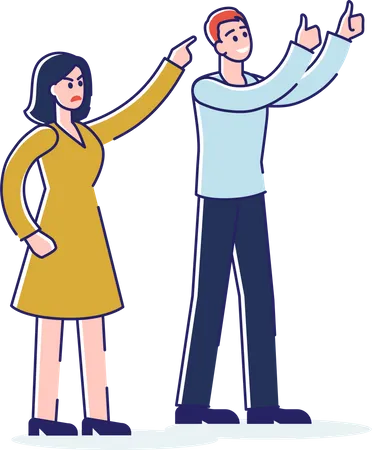 Man and woman showing negative gesture  Illustration