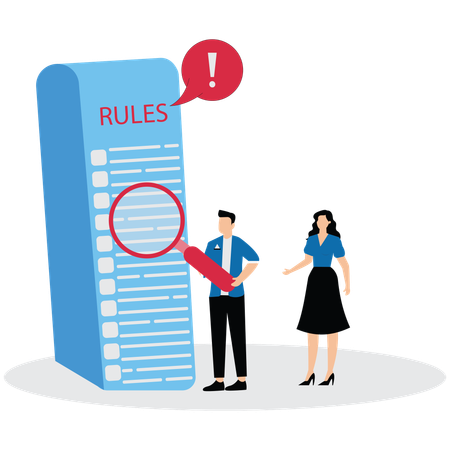Man and woman showing rules and regulations  Illustration