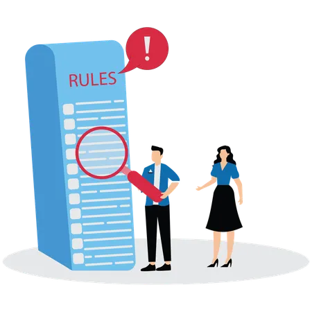 Man and woman showing rules and regulations  Illustration